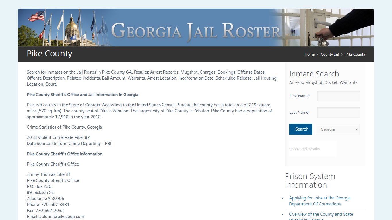 Pike County | Georgia Jail Inmate Search